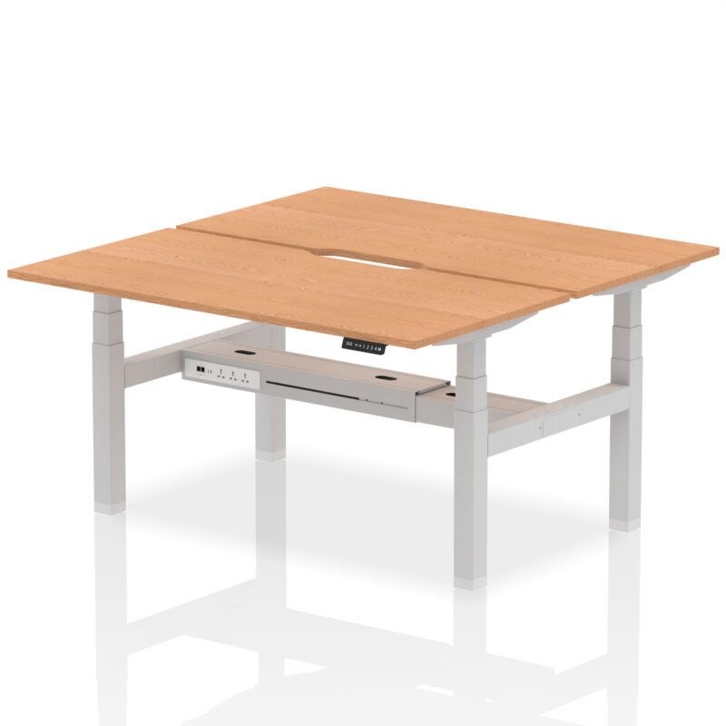 Breeze Back-to-Back Scalloped Edge Height Adjustable Bench Desk - 2 Person - Image 47