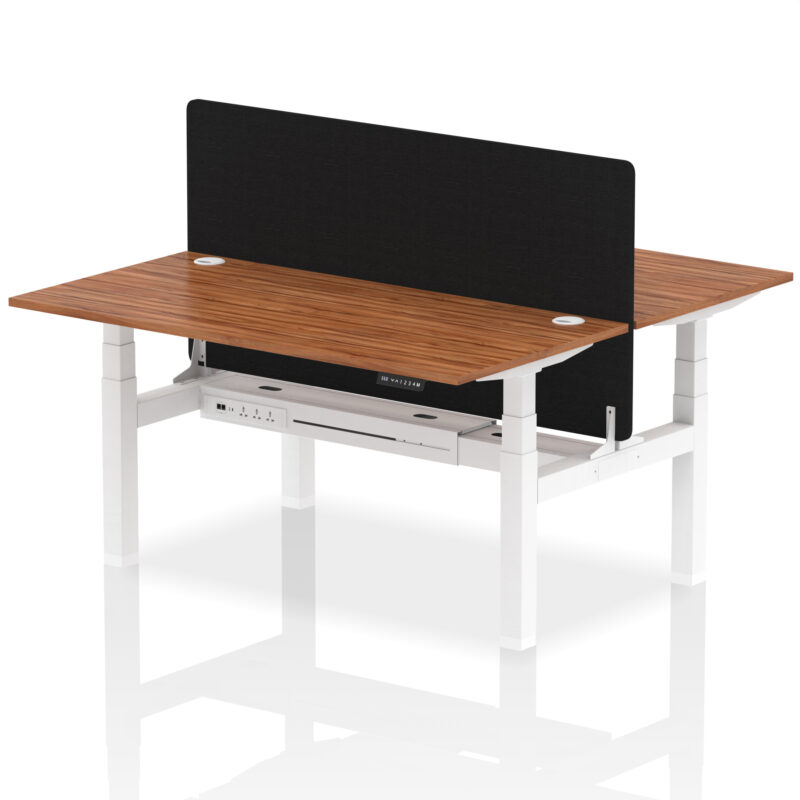 Breeze Back-to-Back Height Adjustable Bench Desk - 2 Person with Black Straight Screen - Image 60