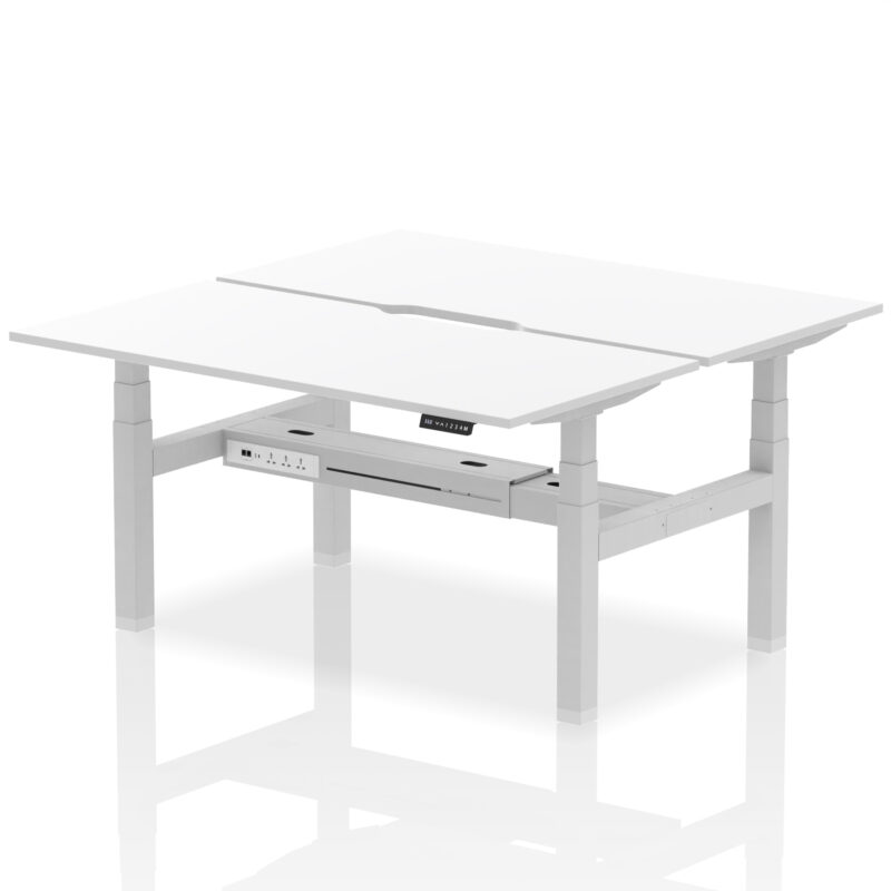 Breeze Back-to-Back Scalloped Edge Height Adjustable Bench Desk - 2 Person - Image 53