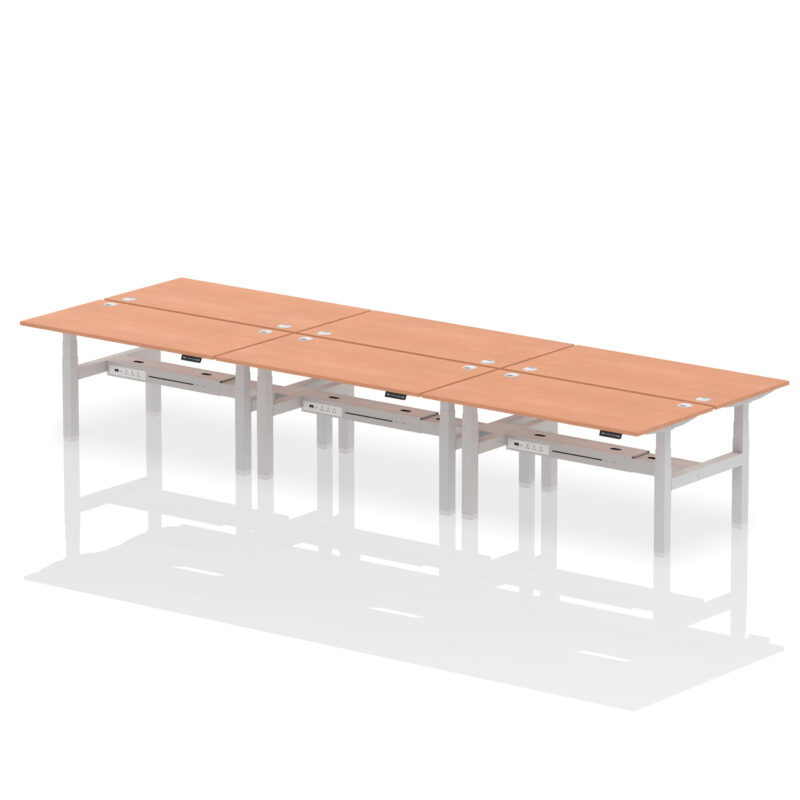 Breeze Back-to-Back Height Adjustable Bench Desk - 6 Person - Image 44