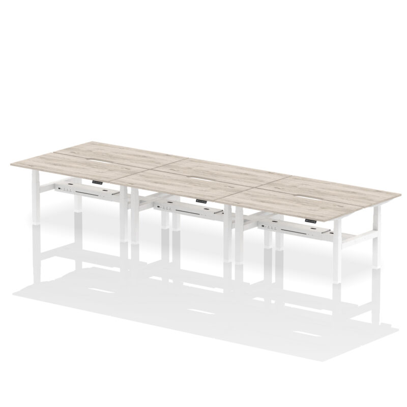 Breeze Back-to-Back Scalloped Edge Height Adjustable Bench Desk - 6 Person - Image 42