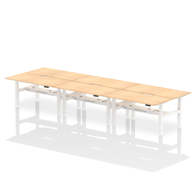 Breeze Back-to-Back Scalloped Edge Height Adjustable Bench Desk - 6 Person - Image 45
