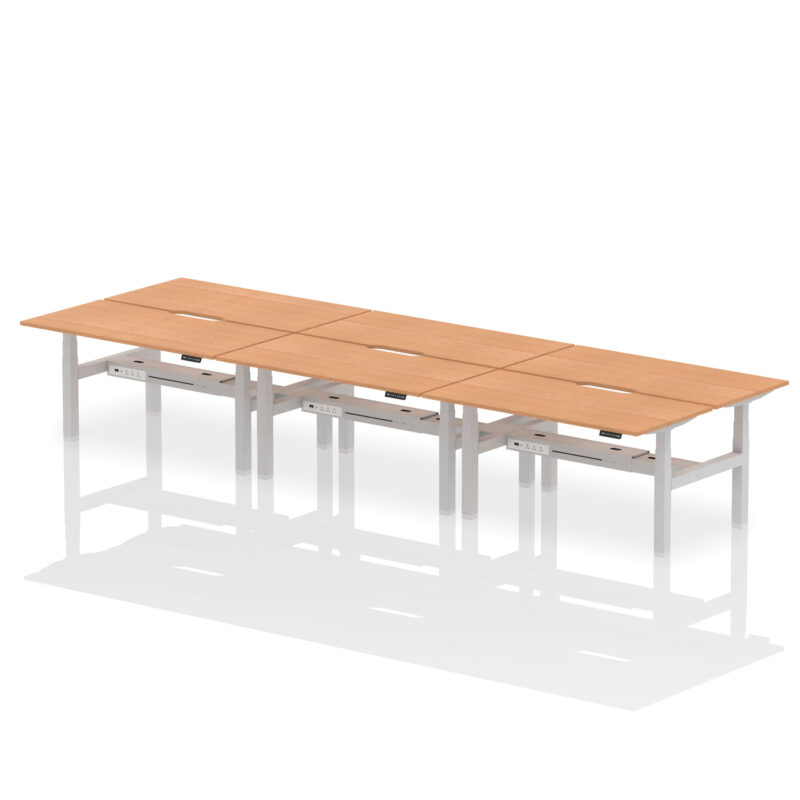 Breeze Back-to-Back Scalloped Edge Height Adjustable Bench Desk - 6 Person - Image 47