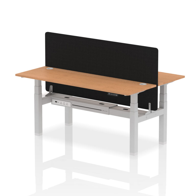 Breeze Back-to-Back Slimline Height Adjustable Bench Desk - 2 Person with Black Straight Screen - Image 77