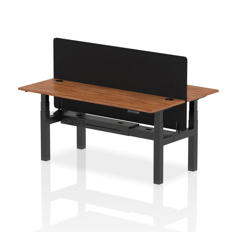 Breeze Back-to-Back Slimline Height Adjustable Bench Desk - 2 Person with Black Straight Screen - Image 79