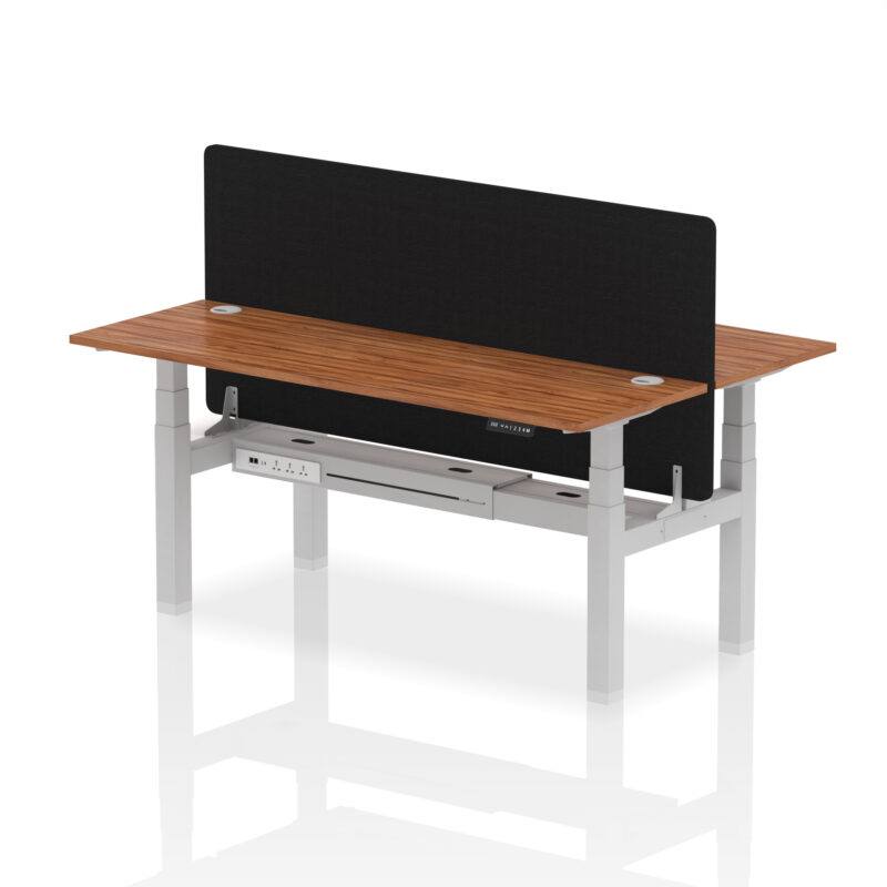 Breeze Back-to-Back Slimline Height Adjustable Bench Desk - 2 Person with Black Straight Screen - Image 80