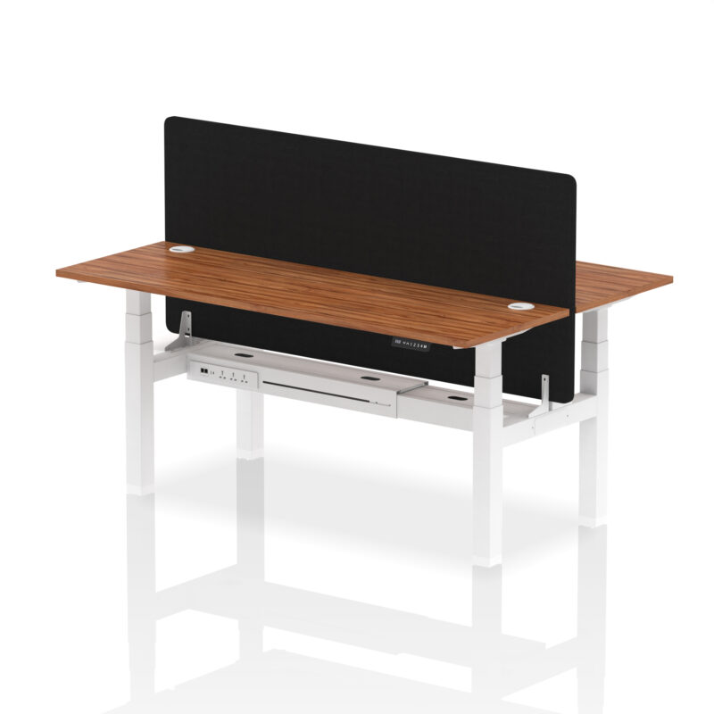 Breeze Back-to-Back Slimline Height Adjustable Bench Desk - 2 Person with Black Straight Screen - Image 81