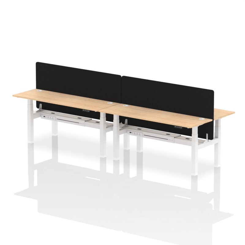 Breeze Back-to-Back Slimline Height Adjustable Bench Desk - 4 Person with Black Straight Screen - Image 75