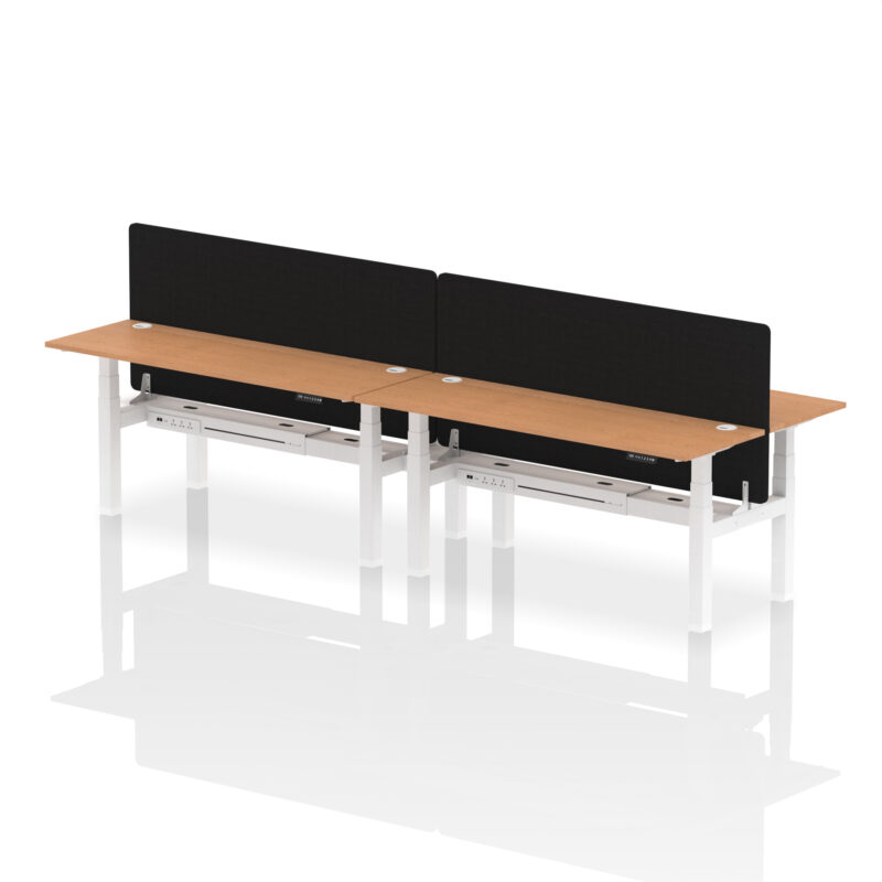 Breeze Back-to-Back Slimline Height Adjustable Bench Desk - 4 Person with Black Straight Screen - Image 78