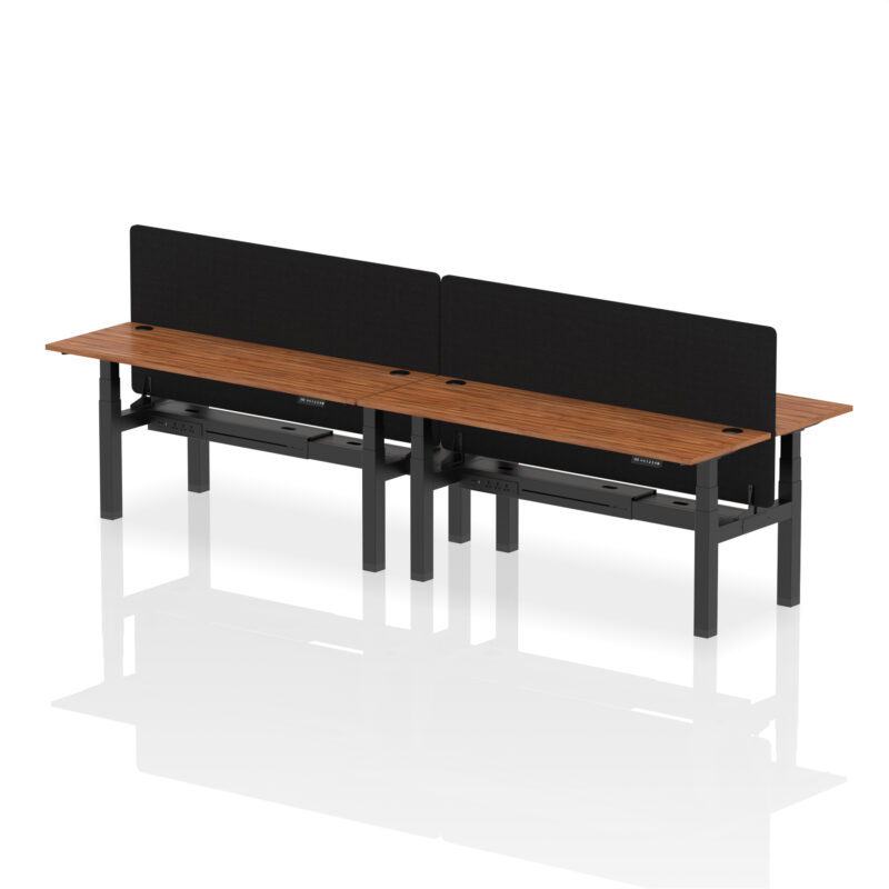Breeze Back-to-Back Slimline Height Adjustable Bench Desk - 4 Person with Black Straight Screen - Image 79