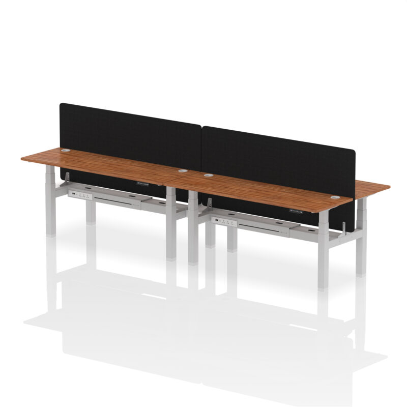 Breeze Back-to-Back Slimline Height Adjustable Bench Desk - 4 Person with Black Straight Screen - Image 80