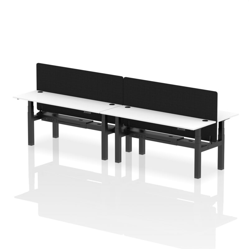 Breeze Back-to-Back Slimline Height Adjustable Bench Desk - 4 Person with Black Straight Screen - Image 82