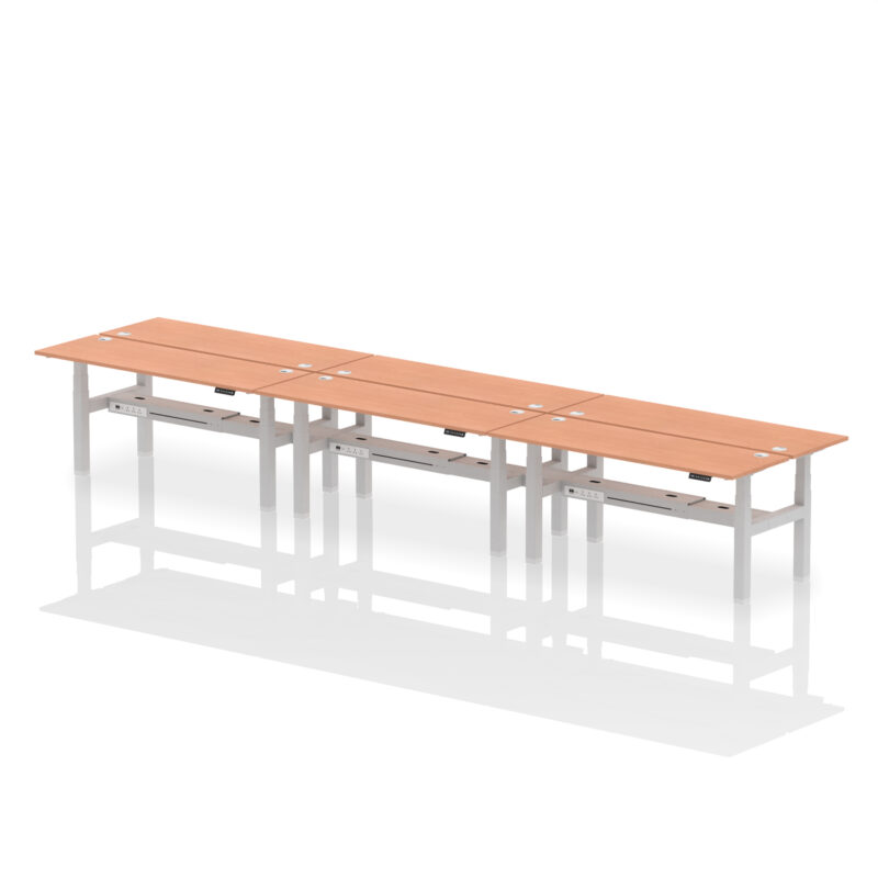 Breeze Back-to-Back Slimline Height Adjustable Bench Desk - 6 Person - Image 65