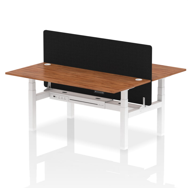 Breeze Back-to-Back Height Adjustable Bench Desk - 2 Person with Black Straight Screen - Image 81