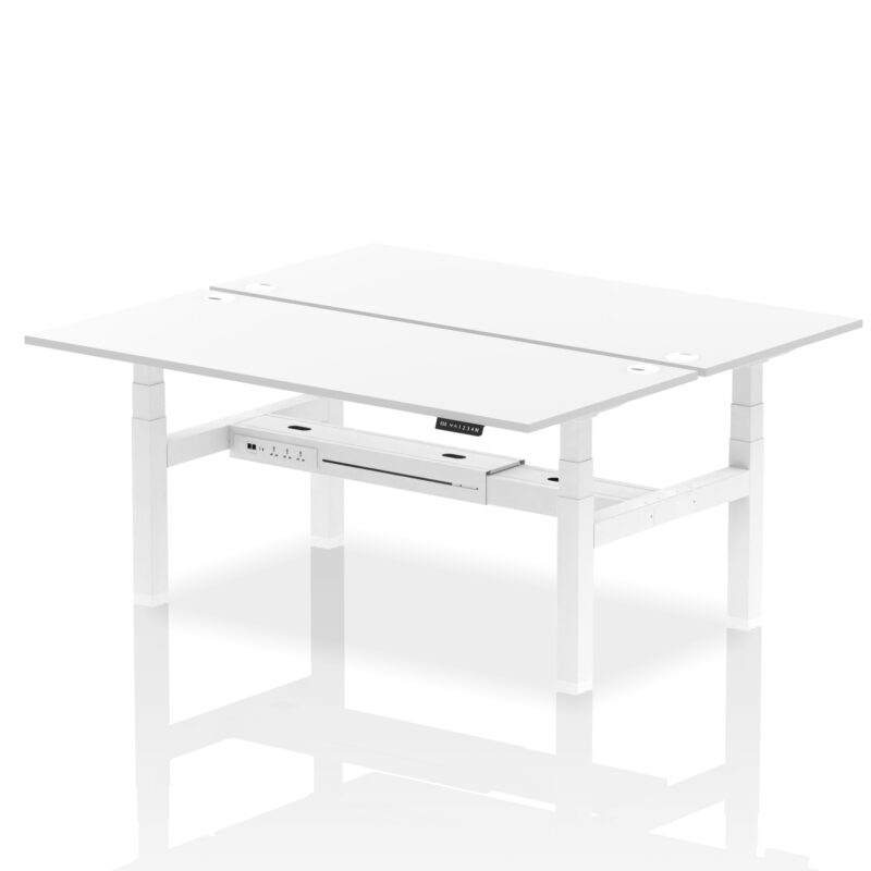 Breeze Back-to-Back Height Adjustable Bench Desk - 2 Person - Image 84