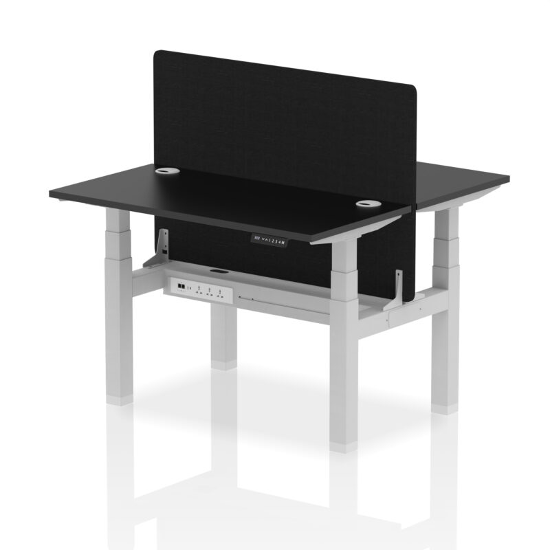 Breeze Back-to-Back Slimline Height Adjustable Bench Desk - 2 Person with Black Straight Screen - Image 5