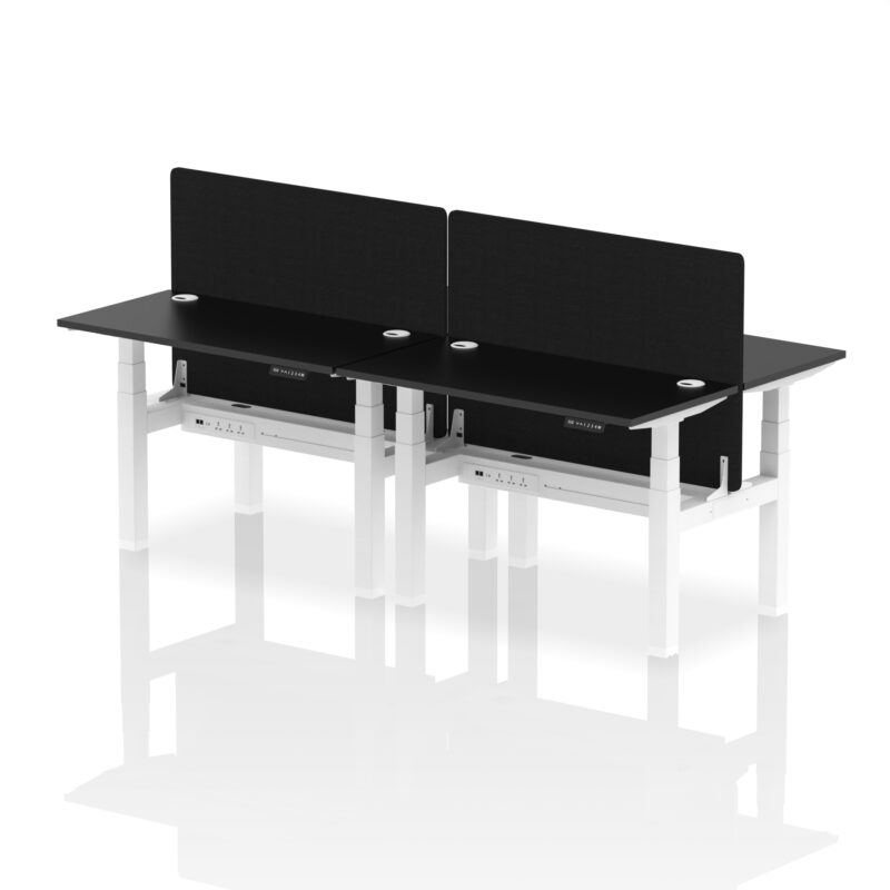 Breeze Back-to-Back Slimline Height Adjustable Bench Desk - 4 Person with Black Straight Screen - Image 6