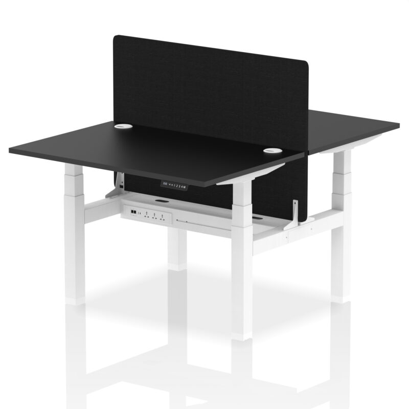 Breeze Back-to-Back Height Adjustable Bench Desk - 2 Person with Black Straight Screen - Image 6