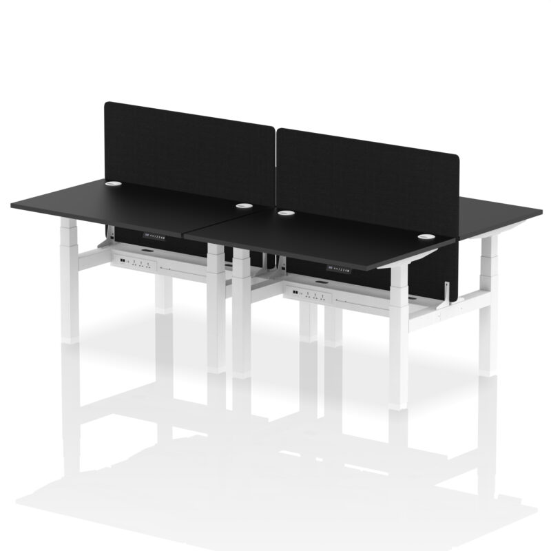 Breeze Back-to-Back Height Adjustable Bench Desk - 4 Person with Black Straight Screen - Image 6