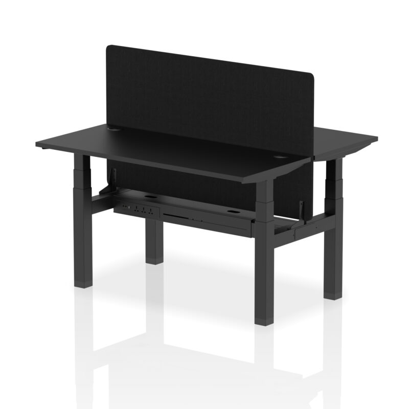 Breeze Back-to-Back Slimline Height Adjustable Bench Desk - 2 Person with Black Straight Screen - Image 25