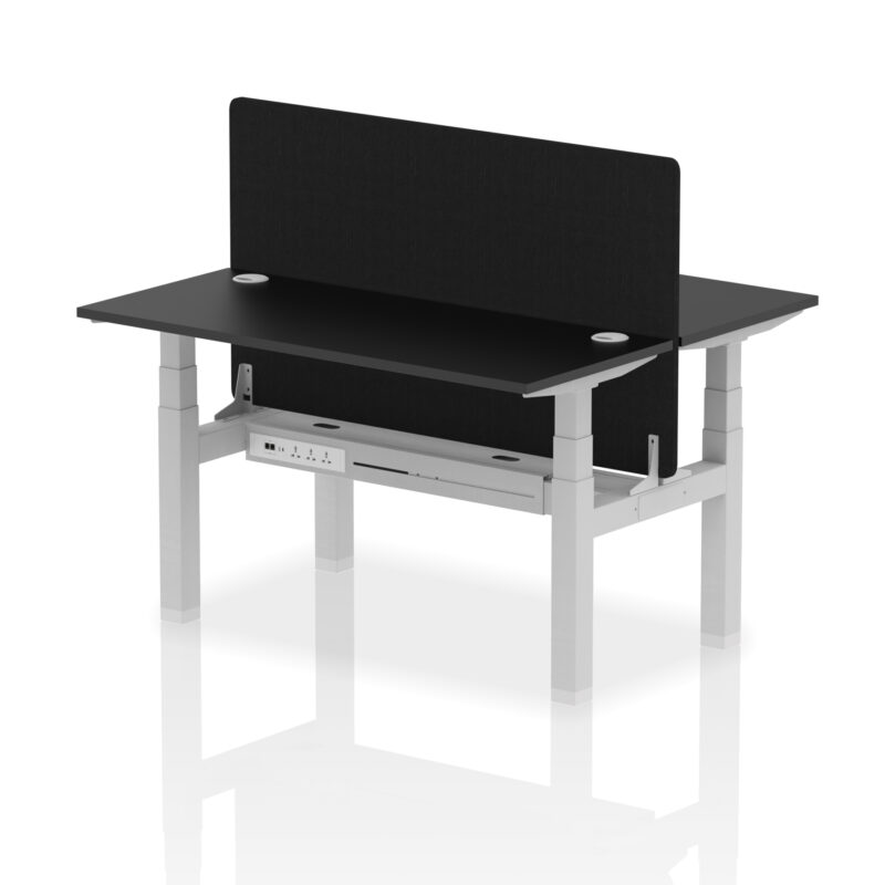 Breeze Back-to-Back Slimline Height Adjustable Bench Desk - 2 Person with Black Straight Screen - Image 26