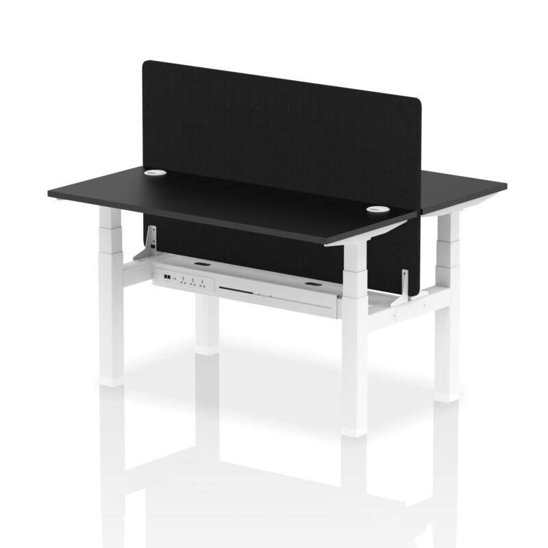 Breeze Back-to-Back Slimline Height Adjustable Bench Desk - 2 Person with Black Straight Screen - Image 27