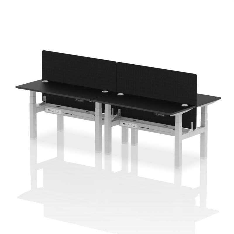 Breeze Back-to-Back Slimline Height Adjustable Bench Desk - 4 Person with Black Straight Screen - Image 26