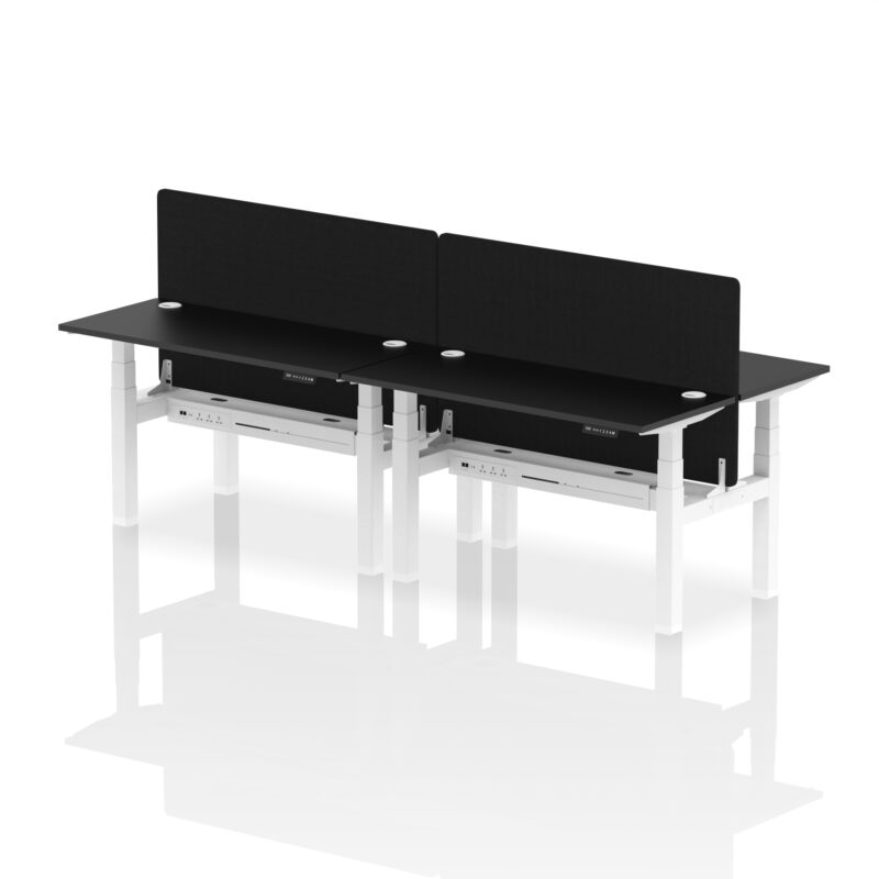 Breeze Back-to-Back Slimline Height Adjustable Bench Desk - 4 Person with Black Straight Screen - Image 27