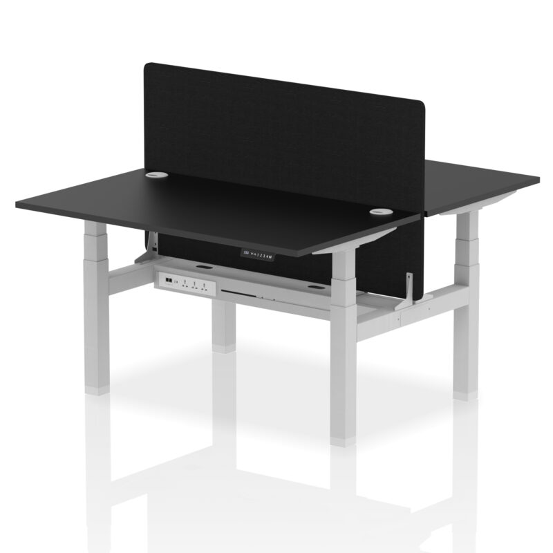 Breeze Back-to-Back Height Adjustable Bench Desk - 2 Person with Black Straight Screen - Image 26