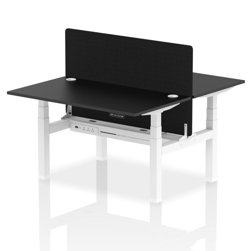 Breeze Back-to-Back Height Adjustable Bench Desk - 2 Person with Black Straight Screen - Image 27