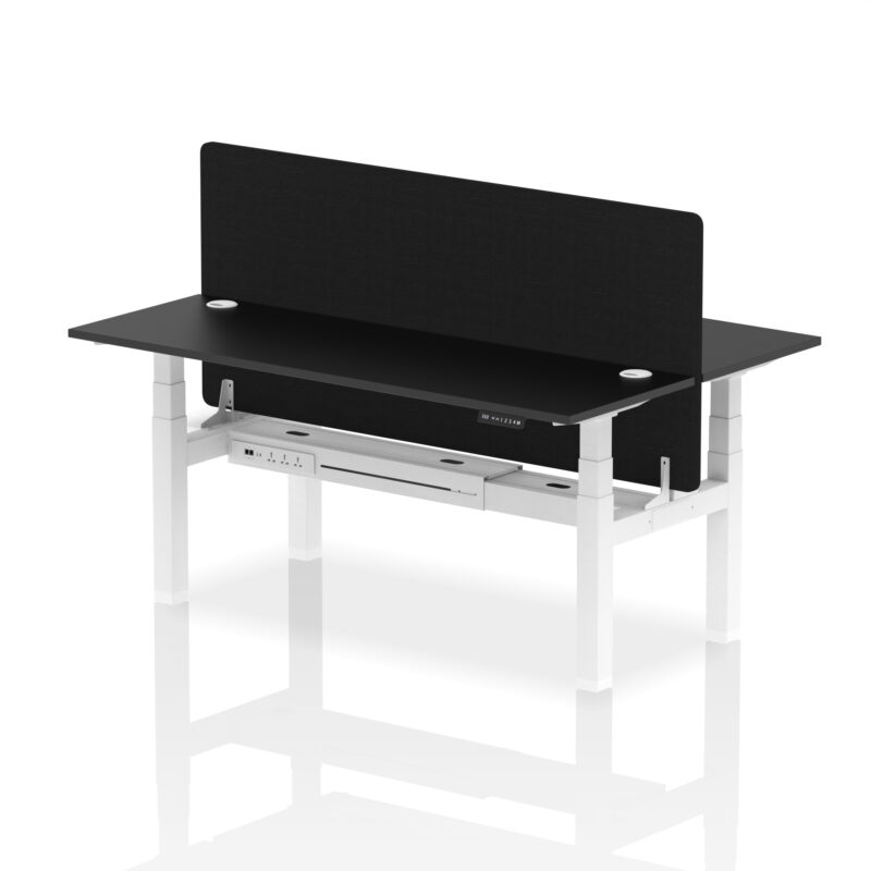 Breeze Back-to-Back Slimline Height Adjustable Bench Desk - 2 Person with Black Straight Screen - Image 69