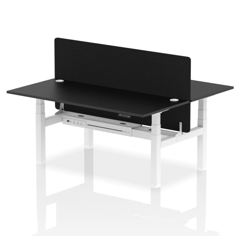Breeze Back-to-Back Height Adjustable Bench Desk - 2 Person with Black Straight Screen - Image 69