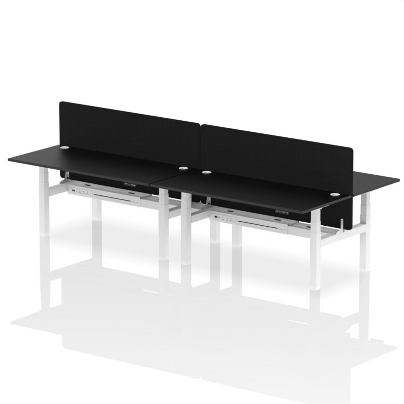 Breeze Back-to-Back Height Adjustable Bench Desk - 4 Person with Black Straight Screen - Image 69