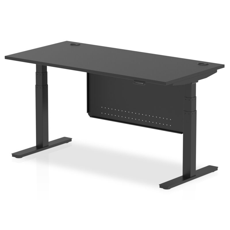 Breeze Height Adjustable Desk With Cable Ports With Steel Modesty Panel - Image 79