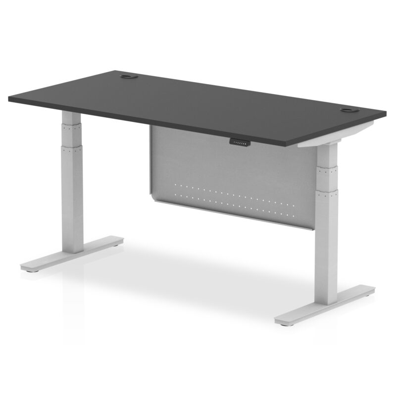 Breeze Height Adjustable Desk With Cable Ports With Steel Modesty Panel - Image 80