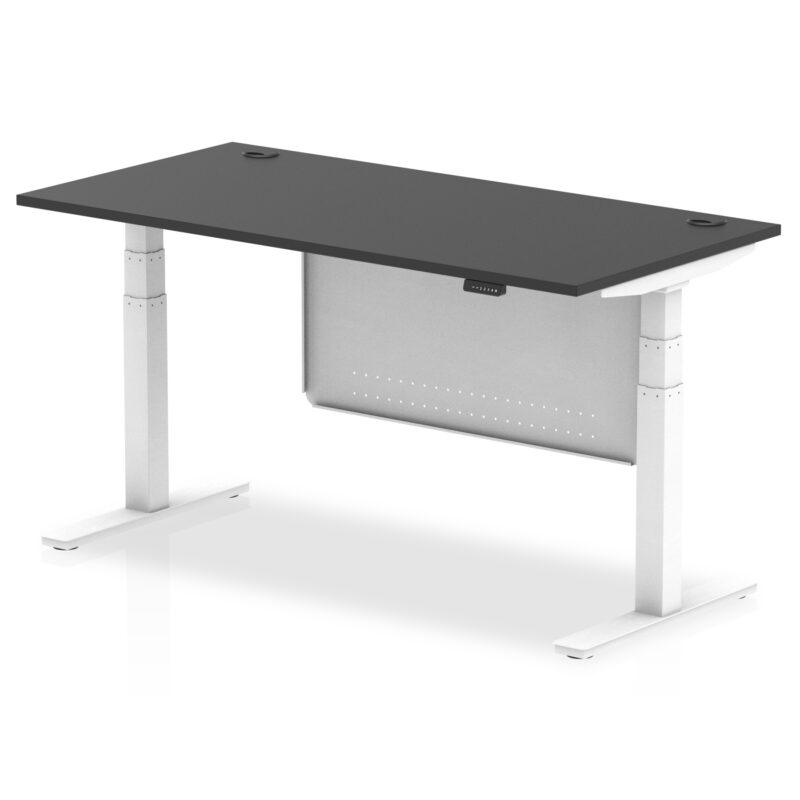 Breeze Height Adjustable Desk With Cable Ports With Steel Modesty Panel - Image 81