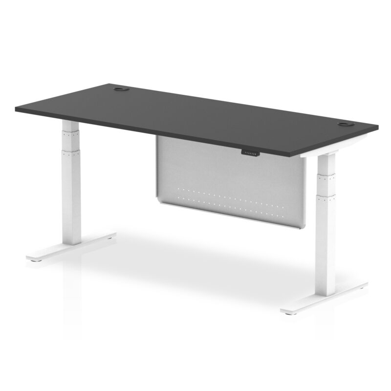 Breeze Height Adjustable Desk With Cable Ports With Steel Modesty Panel - Image 84