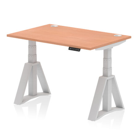 Breeze Height Adjustable Desk With Cable Ports With Piste Foot