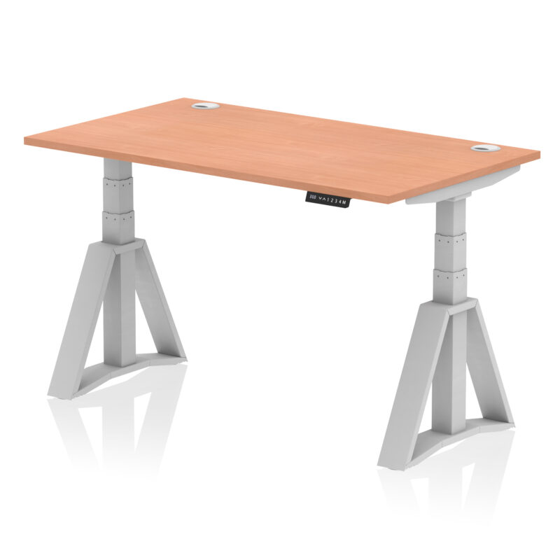 Breeze Height Adjustable Desk With Cable Ports With Piste Foot - Image 2