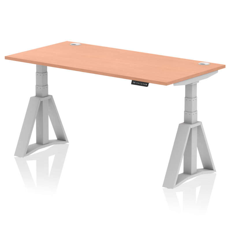 Breeze Height Adjustable Desk With Cable Ports With Piste Foot - Image 3