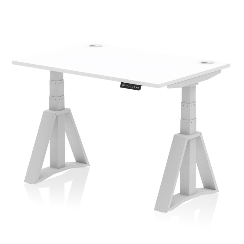 Breeze Height Adjustable Desk With Cable Ports With Piste Foot - Image 9