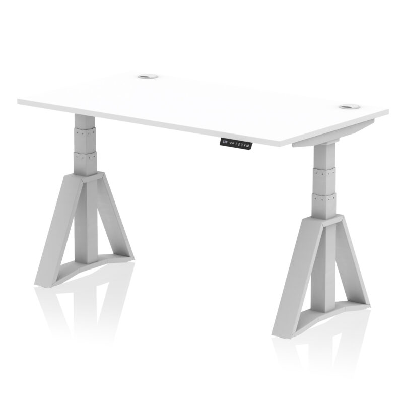 Breeze Height Adjustable Desk With Cable Ports With Piste Foot - Image 10