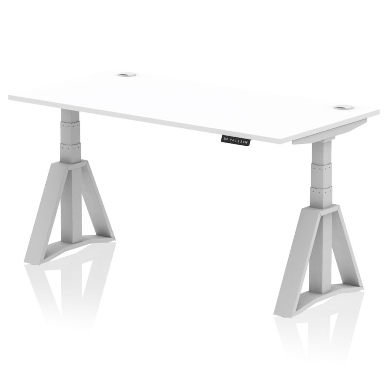 Breeze Height Adjustable Desk With Cable Ports With Piste Foot - Image 11