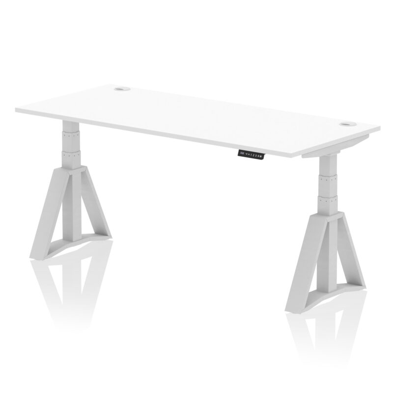 Breeze Height Adjustable Desk With Cable Ports With Piste Foot - Image 12