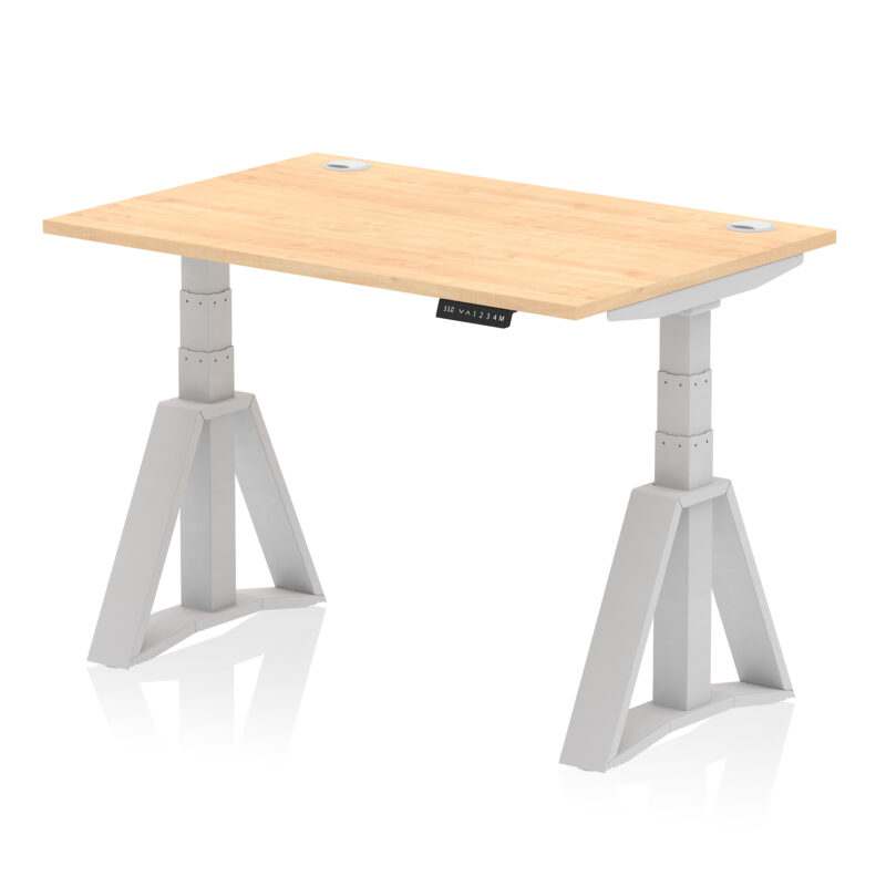 Breeze Height Adjustable Desk With Cable Ports With Piste Foot - Image 13
