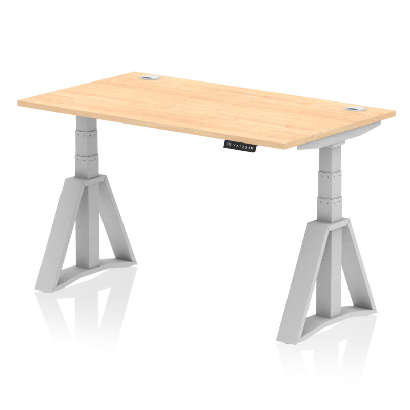 Breeze Height Adjustable Desk With Cable Ports With Piste Foot - Image 14