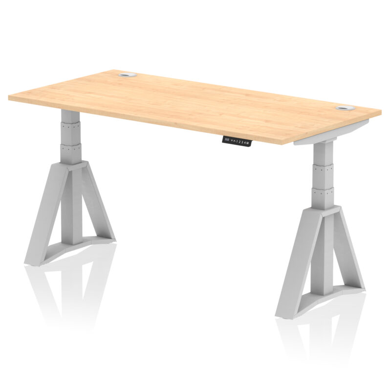 Breeze Height Adjustable Desk With Cable Ports With Piste Foot - Image 15