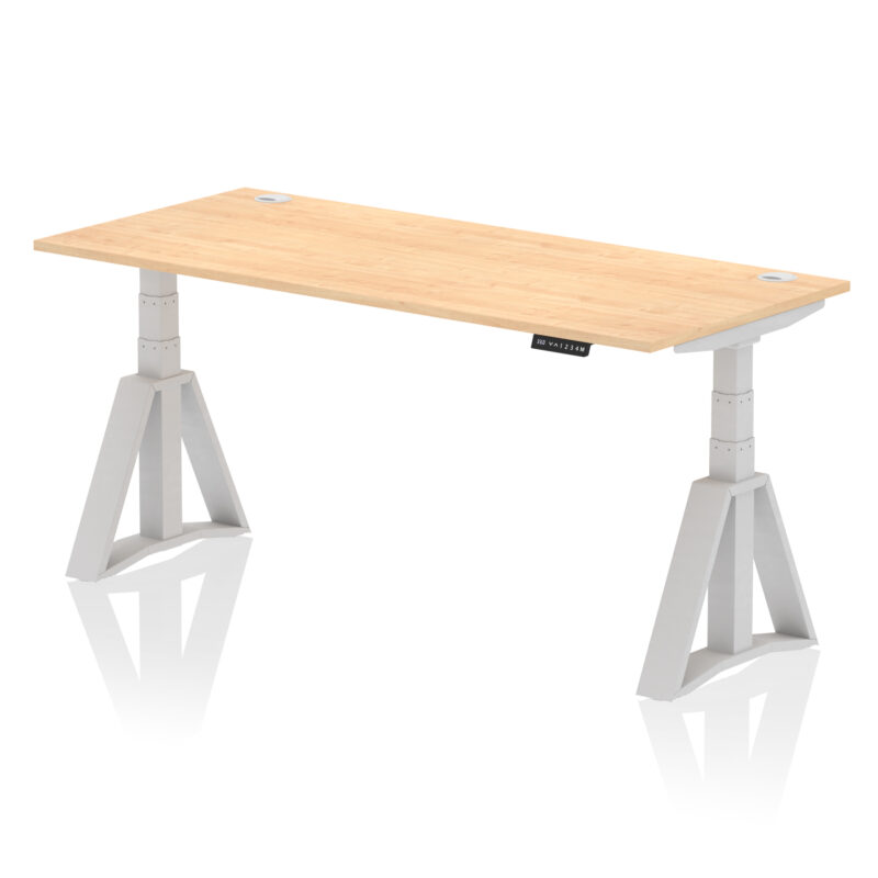 Breeze Height Adjustable Desk With Cable Ports With Piste Foot - Image 16