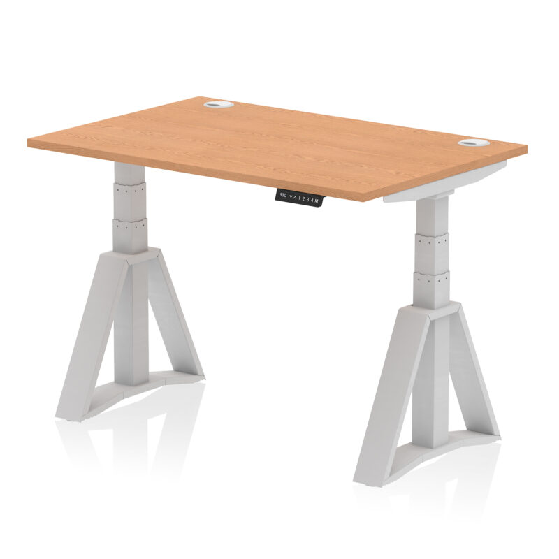 Breeze Height Adjustable Desk With Cable Ports With Piste Foot - Image 17