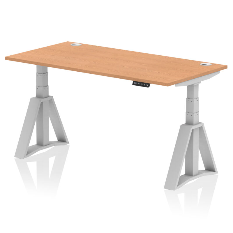 Breeze Height Adjustable Desk With Cable Ports With Piste Foot - Image 19